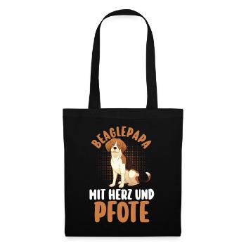 Hund Hundepapa Vater Beaglepapa Beagle - Stoffbeutel - Schwarz - Vorne