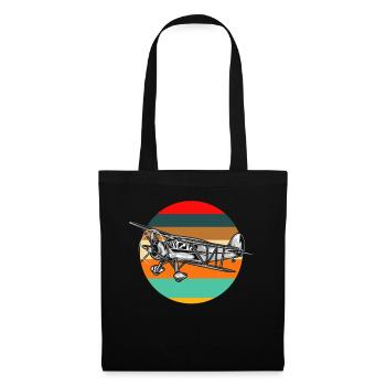 Rétro pilote pilote d’avion - Sac en tissu - noir - Devant