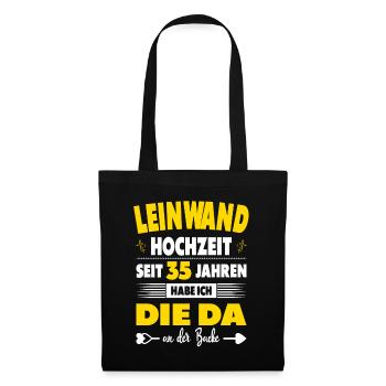 35 Hochzeitstag 35 Jahre Ehe Leinwandhochzeit - Stoffbeutel - Schwarz - Vorne