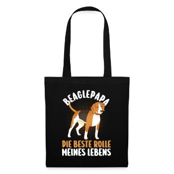 Hund Hundepapa Vater Beaglepapa Beagle - Stoffbeutel - Schwarz - Vorne