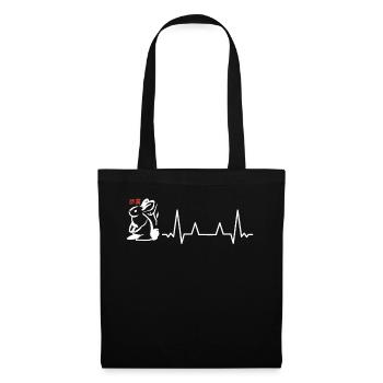Cute Year of The Rabbit Heartbeat Chinese Zodiac S - Stoffbeutel - Schwarz - Vorne