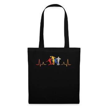 Retro Soccer Heartbeat Sports Heart Pulse Rate - Stoffbeutel - Schwarz - Vorne