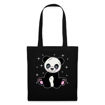 Kuschelpanda unter Sternen - Stoffbeutel - Schwarz - Vorne