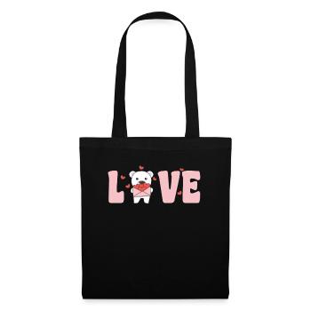 Polar Bear for Valentine's Day Cute Animals with Hearts Love - Tote Bag - black - Front