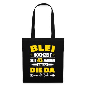 43 Hochzeitstag Paare 43 Jahre Ehe Bleihochzeit - Stoffbeutel - Schwarz - Vorne
