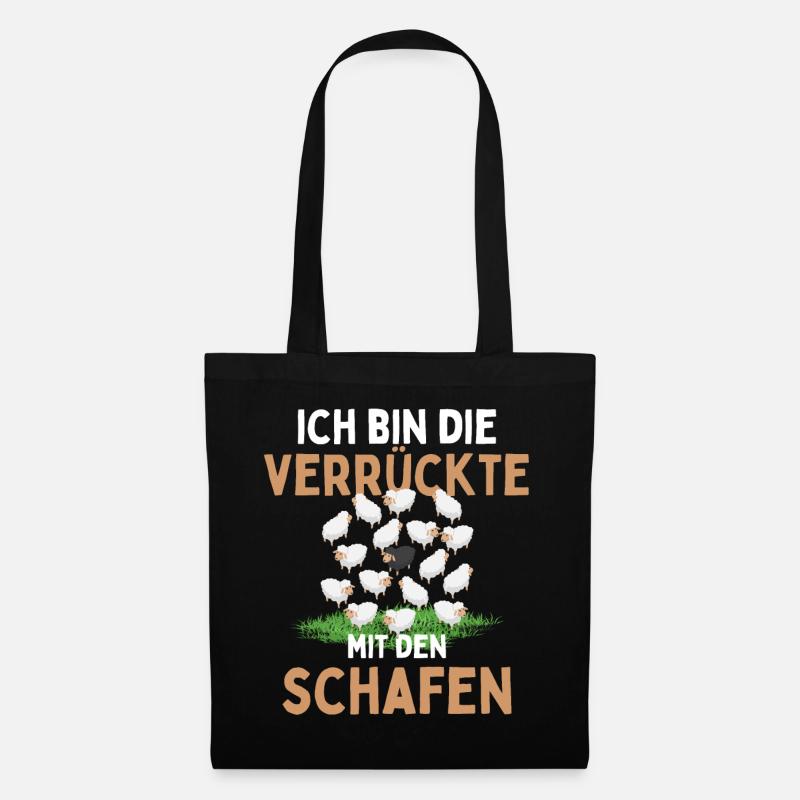 ICH BIN DIE VERRÜCKTE MIT DEN SCHAFEN - Schaf - Stoffbeutel - Schwarz