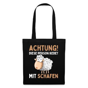 Lustiger Schaf Schafe Schäferei Schafhirte - Stoffbeutel - Schwarz - Vorne
