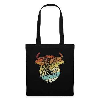 Retro Highland Cow Highland génisse éleveur - Sac en tissu - noir - Devant