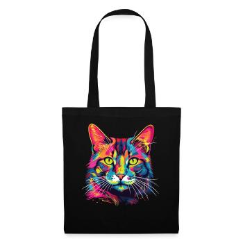 Watercolor Colorful Domestic Shorthair - Tote Bag - black - Front
