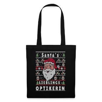 Ugly Weihnachten SANTAS LIEBLINGS Optikerin - Stoffbeutel - Schwarz - Vorne