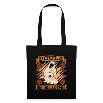 Doula Before Coffee Birth Helper Coffee Lover - Stoffbeutel - Schwarz - Vorne