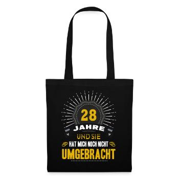 28 Hochzeitstag Mann 28 Jahre Ehe Nelkenhochzeit - Stoffbeutel - Schwarz - Vorne