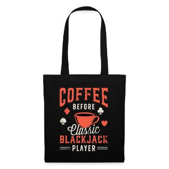Blackjack classique Coffee Card Player Amateur de café - Sac en tissu - noir - Devant