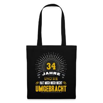 34 Hochzeitstag Mann 34 Jahre Ehe Amberhochzeit - Stoffbeutel - Schwarz - Vorne