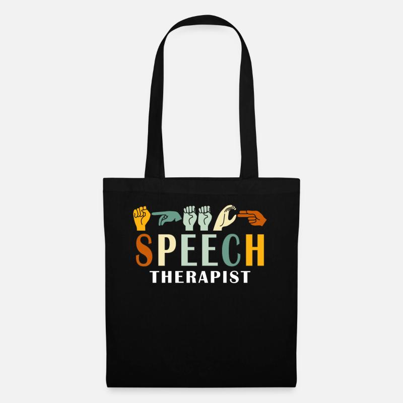 Speech Therapist American Sign Language Retro - Stoffbeutel - Schwarz