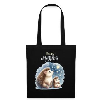 Muttertag Mama Igel Kind Mutter Geschenk Familie - Stoffbeutel - Schwarz - Vorne