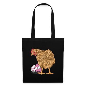 Huhn Federvieh Geflügel Eier Ei Ostern Osterei - Stoffbeutel - Schwarz - Vorne