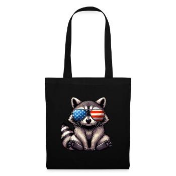 America Independence Day American Raccoon Cute - Tote Bag - black - Front
