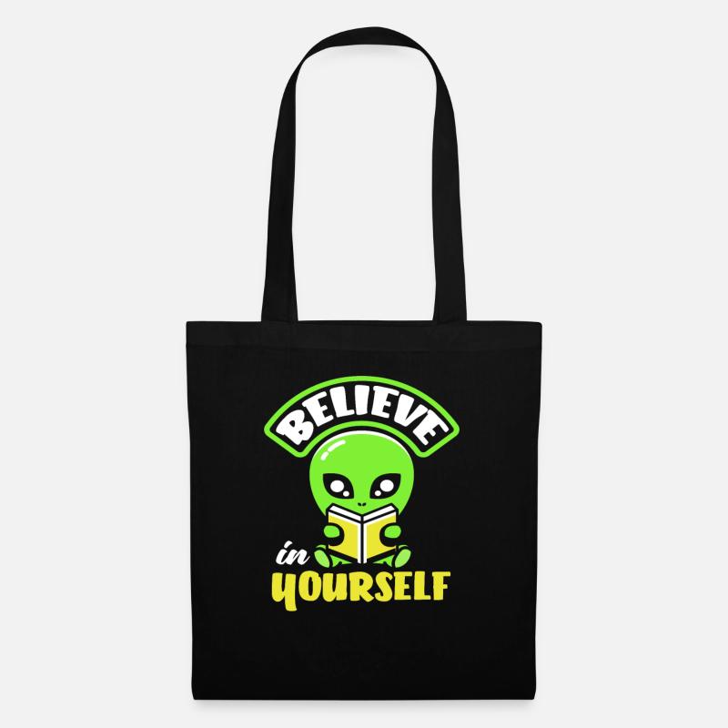 Alien Menschen Nicht Echt Außerirdisch Geschenk - Stoffbeutel - Schwarz