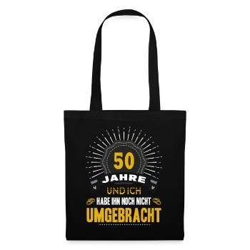50 Hochzeitstag Frau 50 Jahre Ehe Goldene Hochzeit - Stoffbeutel - Schwarz - Vorne