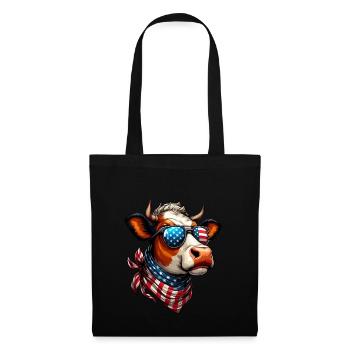 America Independence Day 4th of July USA Cow Cool - Tote Bag - black - Front