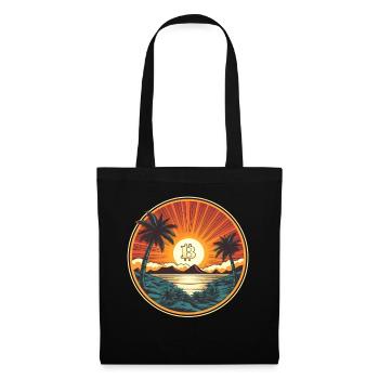 Retro Beach Sunset Funny Crypto Blockchain - Stoffbeutel - Schwarz - Vorne