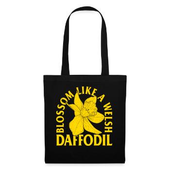 Chemise de motivation, fleur comme une jonquille galloise - Sac en tissu - noir - Devant