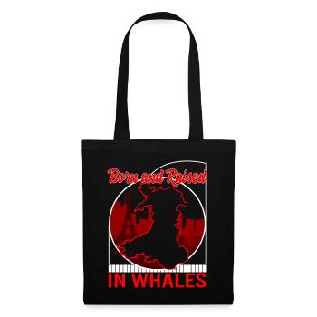Welsh Shirt, Born And Raised In Wales Tee, Gift - Tote Bag - black - Front