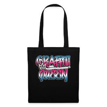 Graffiti Queen Retro 80s 90s Hip Hop Urban Street - Stoffbeutel - Schwarz - Vorne