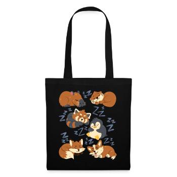 Sleeping animals: capybara, fox, corgi, otter - Tote Bag - black - Front