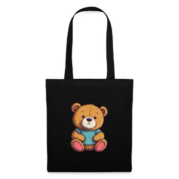 Teddy Bear Cartoon with Hearts Teddy Bear Cute - Tote Bag - black - Front