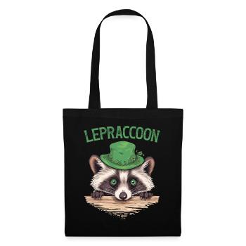 Lepraccoon Kobold Waschbär Saint Patrick Irisch - Stoffbeutel - Schwarz - Vorne