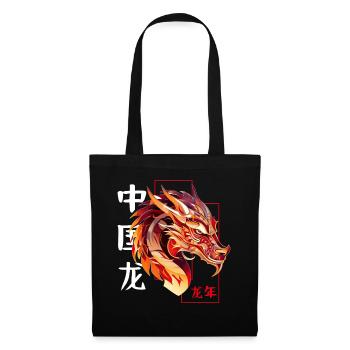 Geometric Dragon Chinese New Year Zodiac Symbol - Stoffbeutel - Schwarz - Vorne