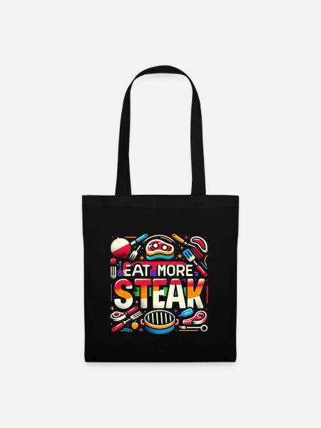 Mangez plus de steak 9 - Sac en tissu - noir