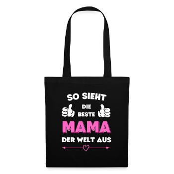 Muttertag Geburtstag Geburt Mama Tochter Sohn Kind - Stoffbeutel - Schwarz - Vorne