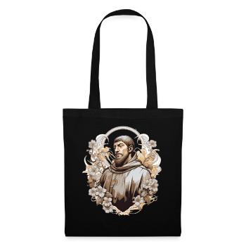 St Francis of Assisi Vintage Catholic Saint - Stoffbeutel - Schwarz - Vorne