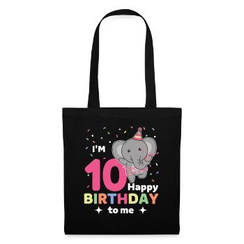 Eléphant pour les 10 ans pour les enfants de dix ans - Sac en tissu - noir - Devant