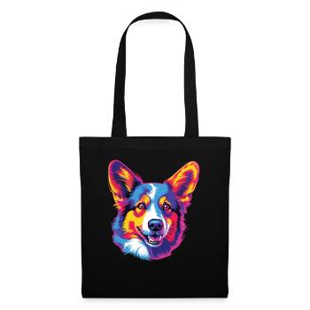 Aquarelle colorée Pembroke Welsh Corgi - Sac en tissu - noir - Devant
