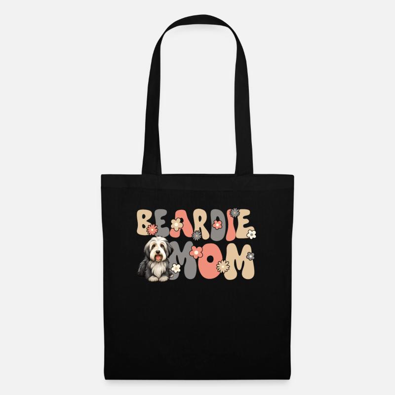 Bearded Collie Groovy Beardie Mom - Stoffbeutel - Schwarz
