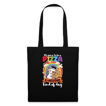Einhorn Pizza Einhorn Art des Tages - Stoffbeutel - Schwarz - Vorne