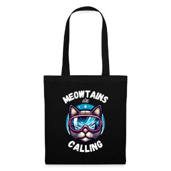 Katze Snowboard Ski laufen Winter Berge Skiurlaub - Stoffbeutel - Schwarz - Vorne