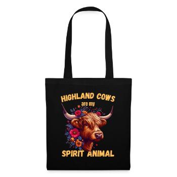 Vache, Highlands Écossais, Boeuf, , Animal, Âme - Sac en tissu - noir - Devant
