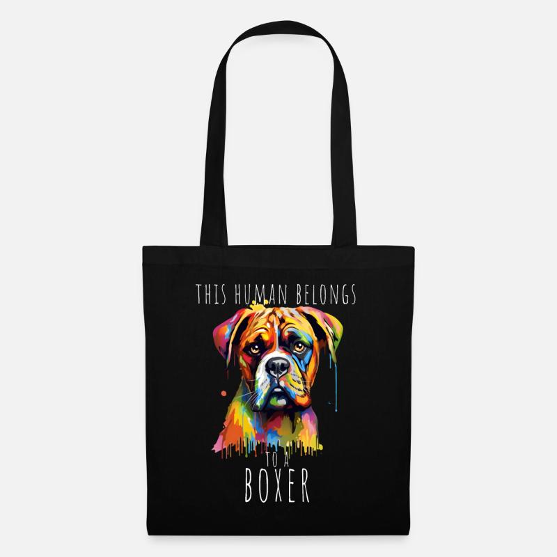 This Human Belongs To A Boxer Hunde Hundehalter - Stoffbeutel - Schwarz