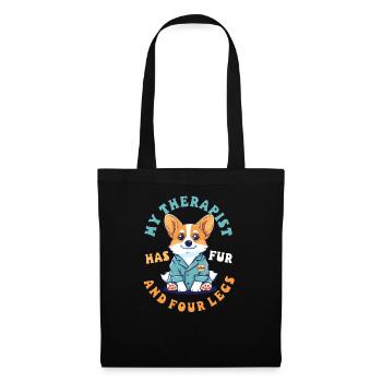 Corgi Mom Dad My Therapist Has Fur And Four Legs - Tote Bag - black - Front