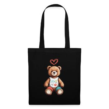 Teddy Bear Cartoon with Heart Teddy Bear Cute - Tote Bag - black - Front