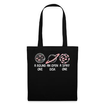 Galaxy Shirt, A Round One An Open Disk A Spiky - Tote Bag - black - Front