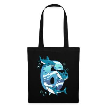 Requin du 6e anniversaire - Sac en tissu - noir - Devant