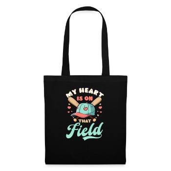 Le cœur de maman de baseball est sur le terrain - Sac en tissu - noir - Devant