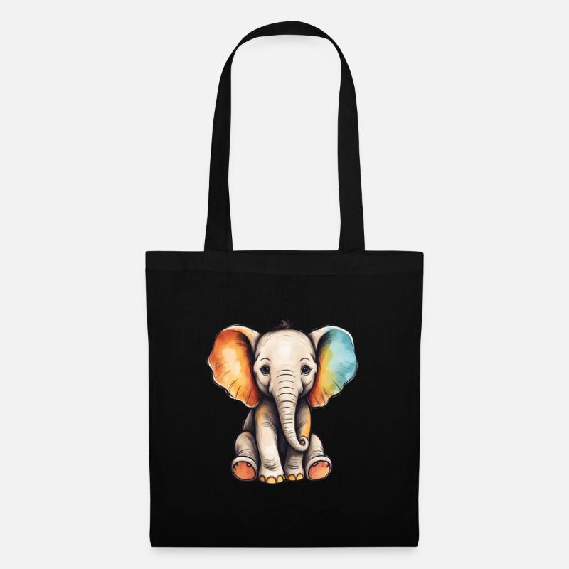 Elefant Bunt Süßes Elefanten Baby Hindi - Stoffbeutel - Schwarz