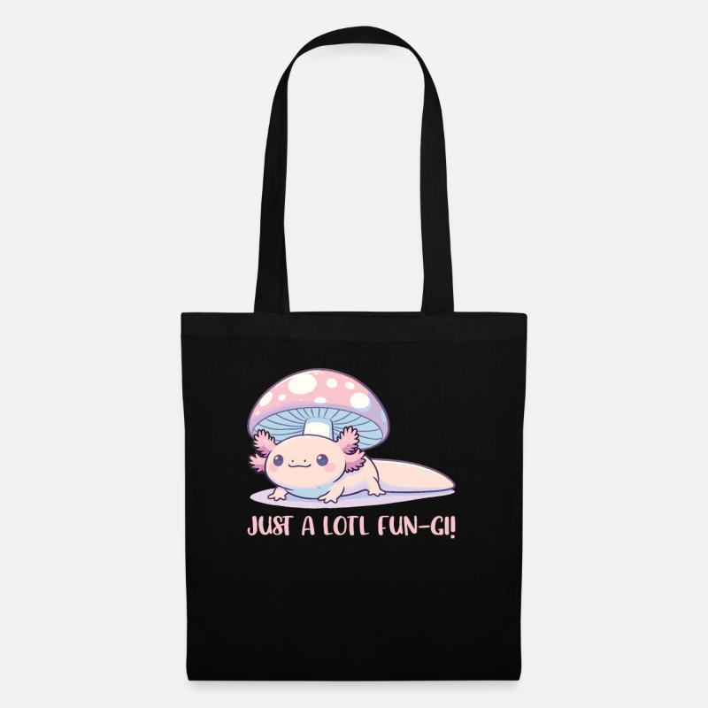 Axolotl de base de chalet mignon avec jeu de mots sur les champignons - Sac en tissu - noir